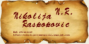 Nikolija Raspopović vizit kartica